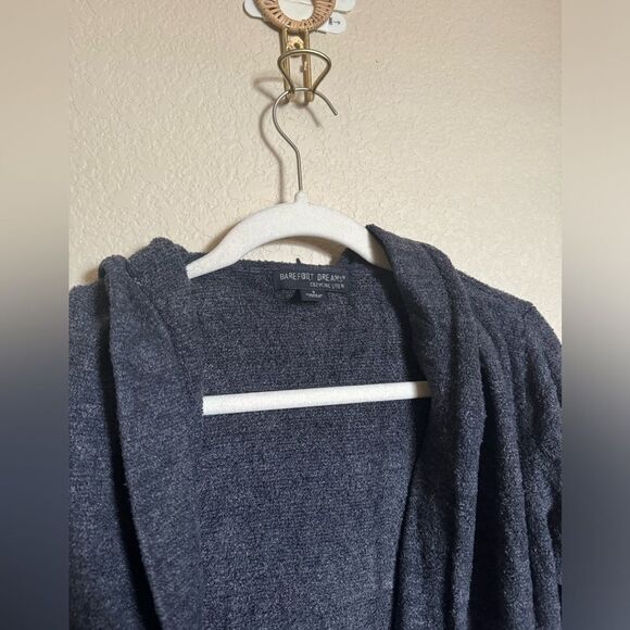 Barefoot Dreams Hooded Long Cardigan Size Small Navy Blue Cozy Chic Lite - Picture 3 of 6
